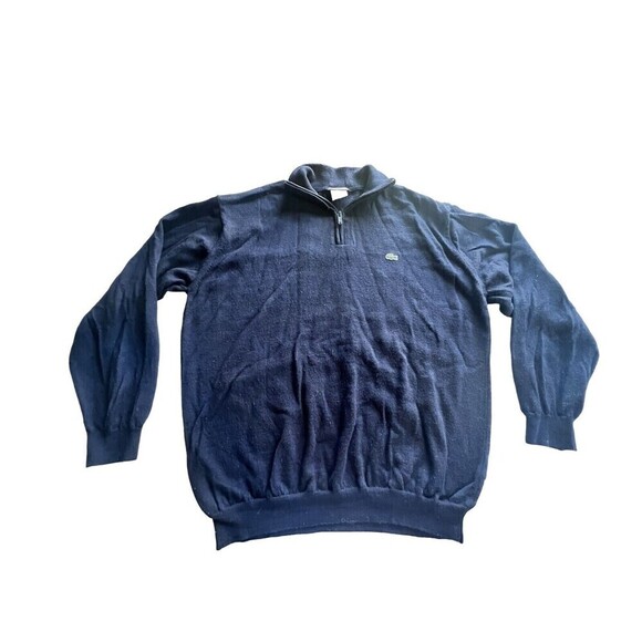 LACOSTE Blue Full Zip Cotton/ Wool Blend Cardigan Sweater Jacket Mens XL - Picture 1 of 10